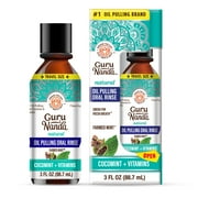 GuruNanda Oil Pulling with Cocomint & Essential Oils & Vitamins D, E, K2 - Travel Size - 3oz