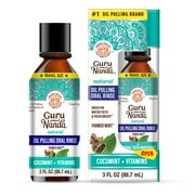 GuruNanda Oil Pulling with Cocomint & Essential Oils & Vitamins D, E, K2 - Travel Size - 3oz