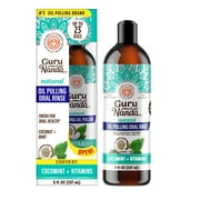 GuruNanda Oil Pulling with Cocomint, Essential Oils & Vitamins D3,E,K2 - Natural Mouthwash - 8 oz