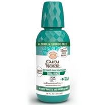 GuruNanda Oral Rinse - Alcohol-Free Mouthwash - Fresh Mint with 7 Essential Oils, Vitamins E,D & K2 - 16 fl oz