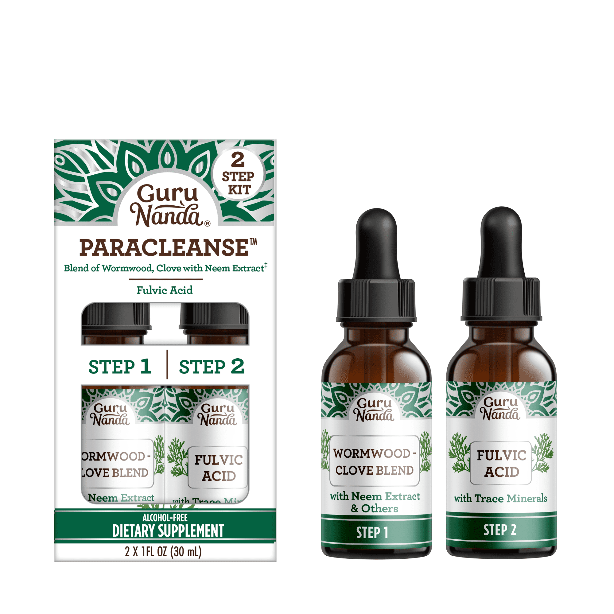 GuruNanda Paracleanse with Wormwood, Clove & Fulvic Acid - 2 Step