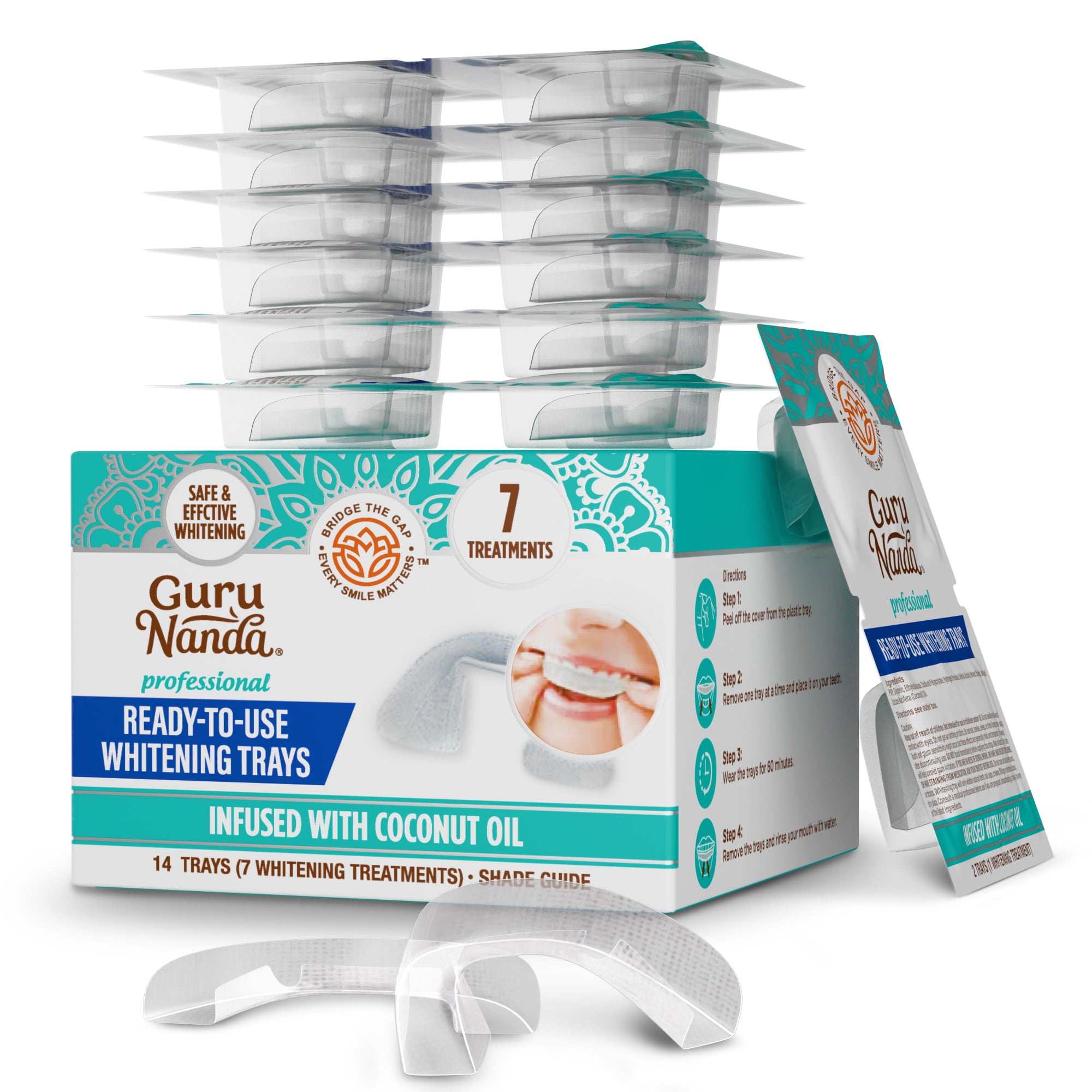 GuruNanda Professional Whitening Trays for Teeth Whitening - 7 Treatments - Easy to Use