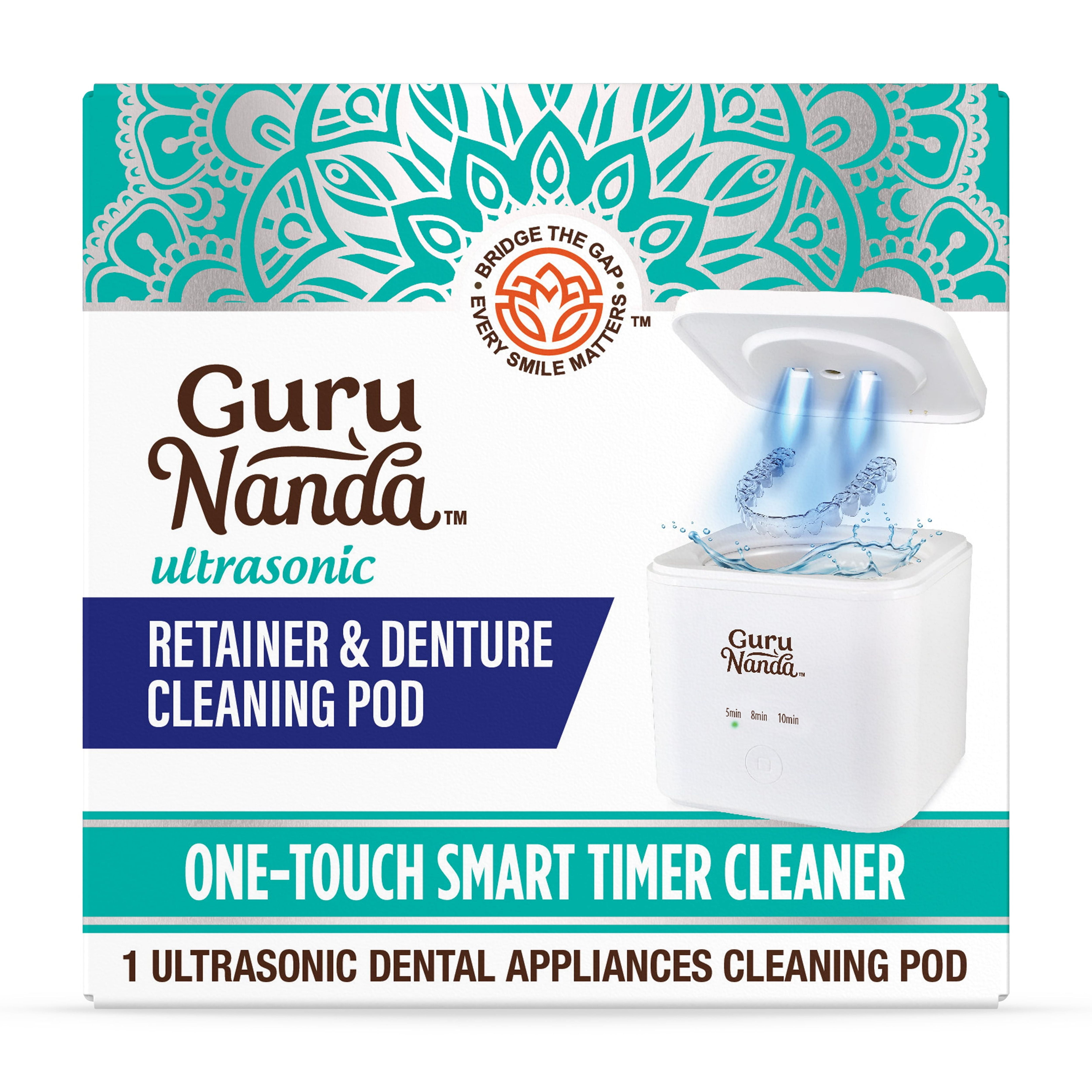 GuruNanda Retainer & Aligner Cleaning Pod for Retainers, Dentures, Mouthguards, Aligners- 3 Modes, 45kHz Ultrasonic Cleaner, 190 ml Capacity
