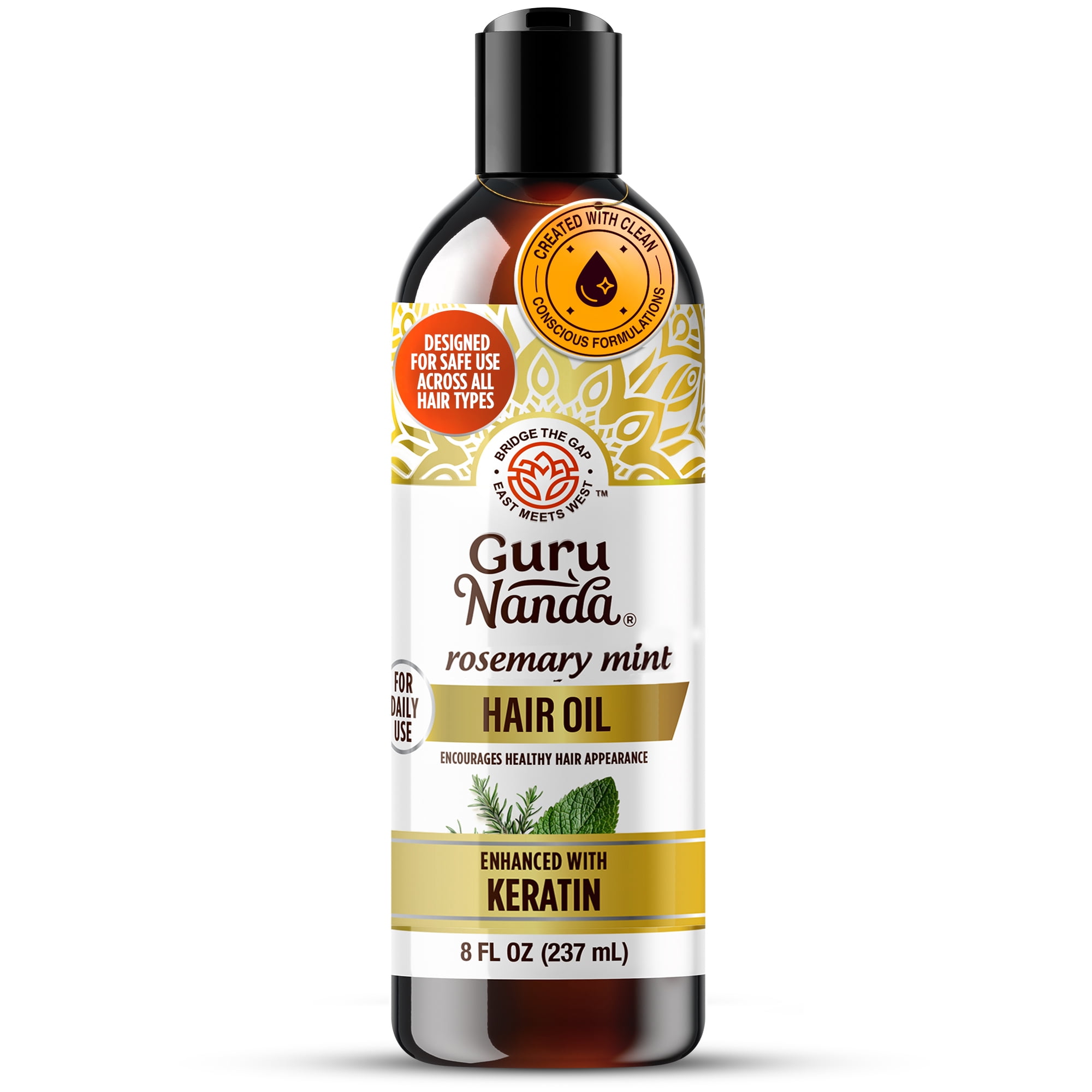 GuruNanda Rosemary Mint Hair Oil, 8 oz, Full Size