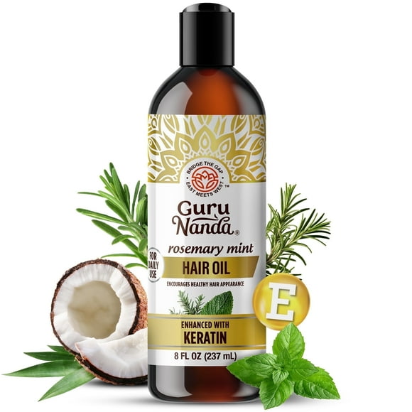 GuruNanda Rosemary Mint Hair Oil, 8 oz, Full Size