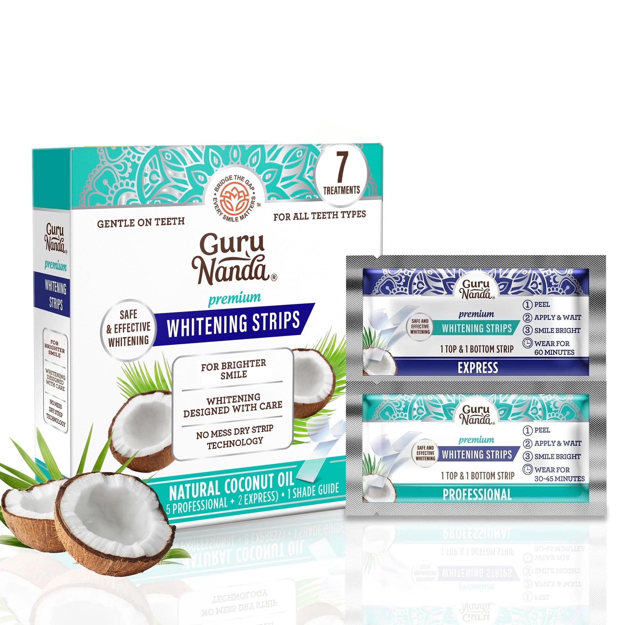 GuruNanda Natural Teeth Whitening Dental Strips wi