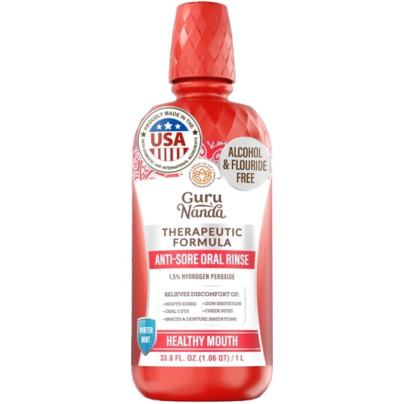 GuruNanda Therapeutic Formula Oral Rinse Mouthwash - 1.5% Hydrogen Peroxide - 1 liter