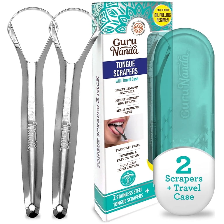 GuruNanda Dental Scraper & Mouth Care Kit, Stainless Steel, Fights