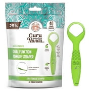 GuruNanda Dual-Function Tongue Scraper for Adults & Kids | Aligner Removal Tool | 40 Ct | BPA -Free & PFAS-Free, Recyclable, Travel-Friendly | Promotes Fresh Breath, Easy to Use
