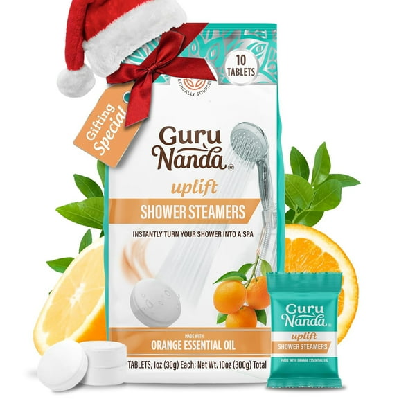 GuruNanda Uplift Shower Steamers - Infused with Orange & Eucalyptus Essential Oils, 10 Count
