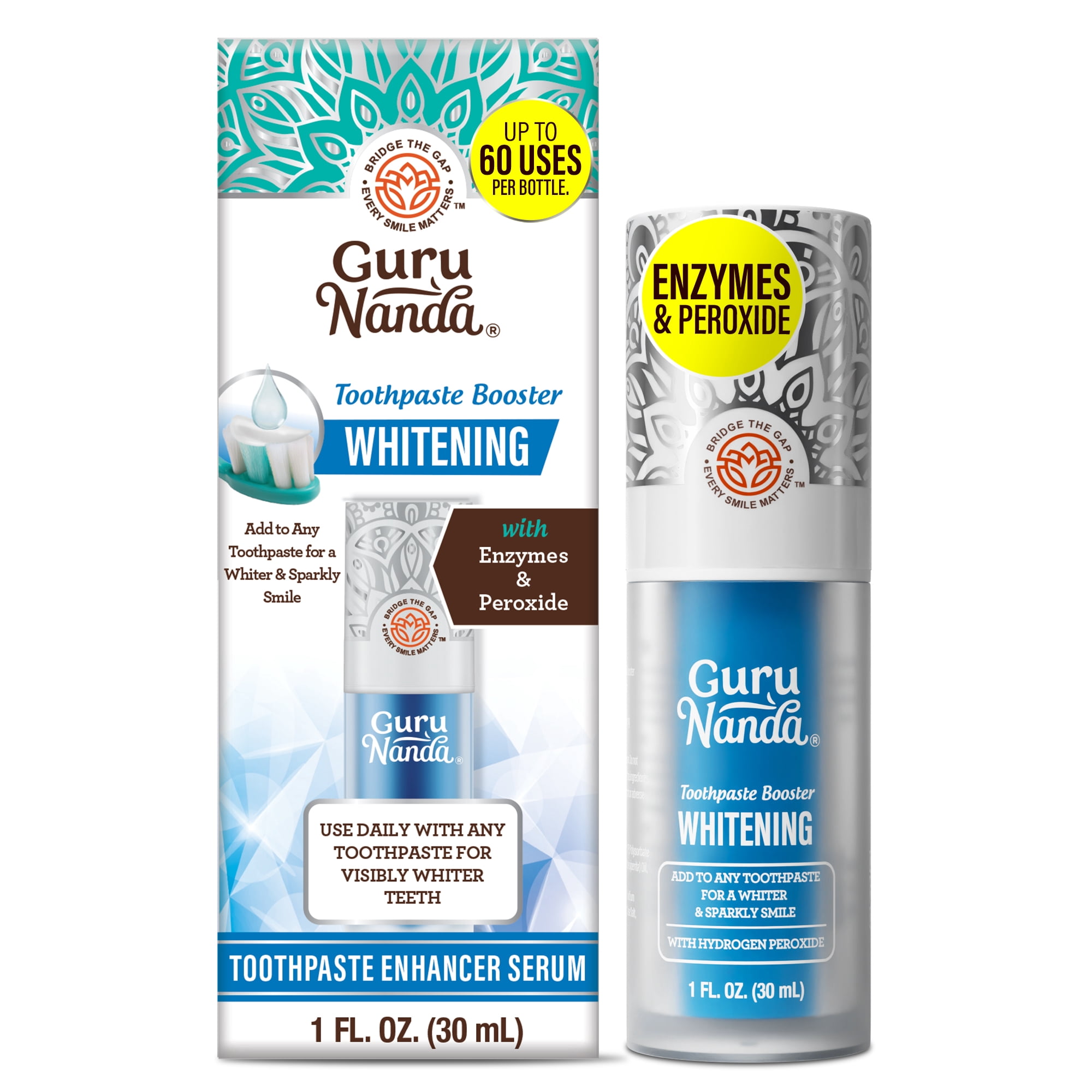 GuruNanda Whitening Toothpaste Booster Serum Enhancer -  1 fl oz