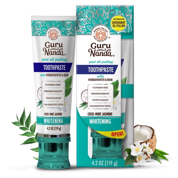 GuruNanda Whitening Toothpaste with Neem & Hydroxyapatite - Cocomint Jasmine Flavor