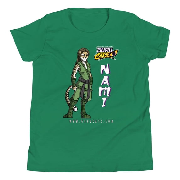 Gurucatz Nami Youth Short Sleeve Round Neck T-Shirt, Kelly(green)