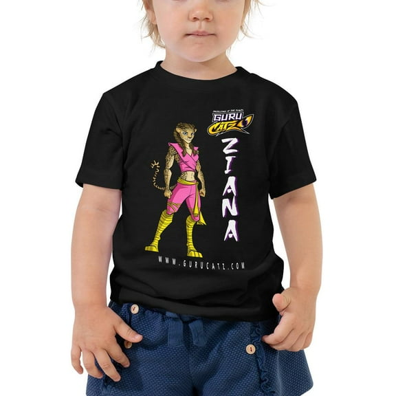 Gurucatz Ziana Toddler's Printed Short Sleeve T-Shirt, Black, Size 2T