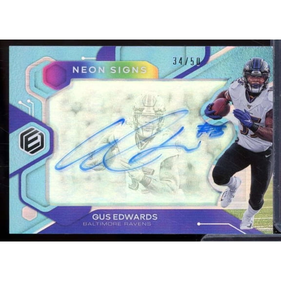 Gus Edwards Card 2020 Panini Elements Neon Signs Blue #37