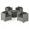 thumbnail image 1 of Gus Outdoor Wicker 4 Seater Swivel Club Chair Set with Fire Pit, Mixed Black and Dark Gray, 1 of 12