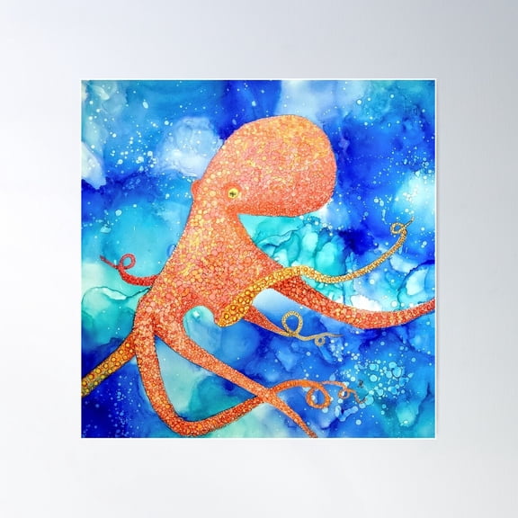 Gus The Octopus Poster Wall Art, Modern Wall Decor For Living Room Bedroom, 16X16 UNFRAMED