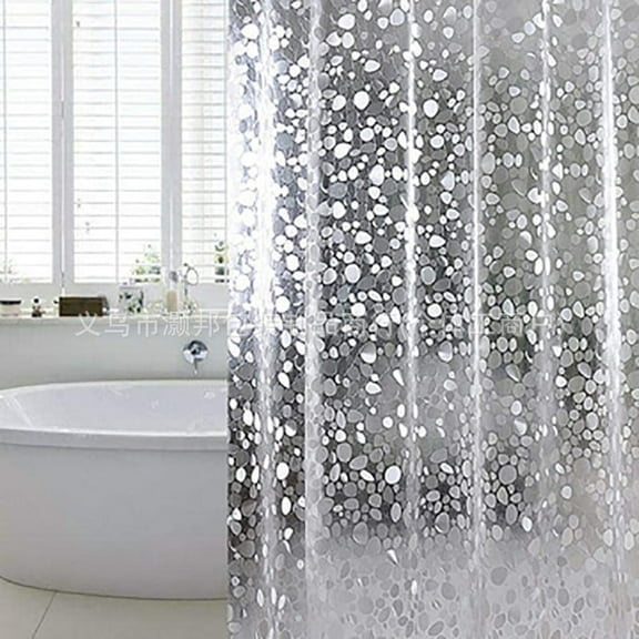 Gusaloo Semi-transparent Glitter Translucent Shower Curtain with Hooks, 72" x 72"