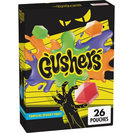 Gushers Tropical Nightmare Fruit Flavored Snacks Mini Pouches, Halloween Treats, 26 Count
