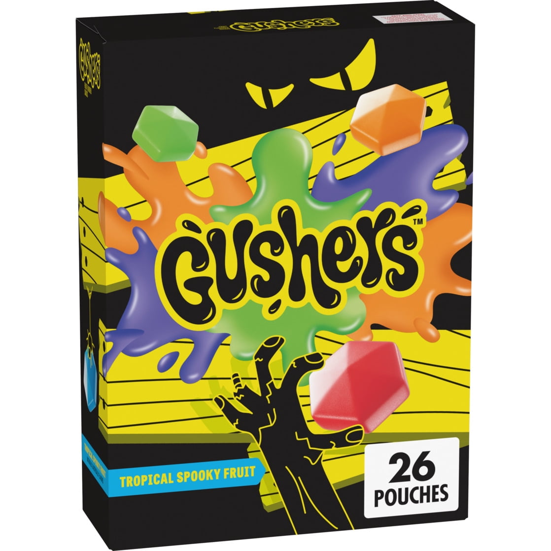 Gushers Fruit Flavored Kids Halloween Snacks, Tropical, 26 Mini Pouches, 11.44 oz