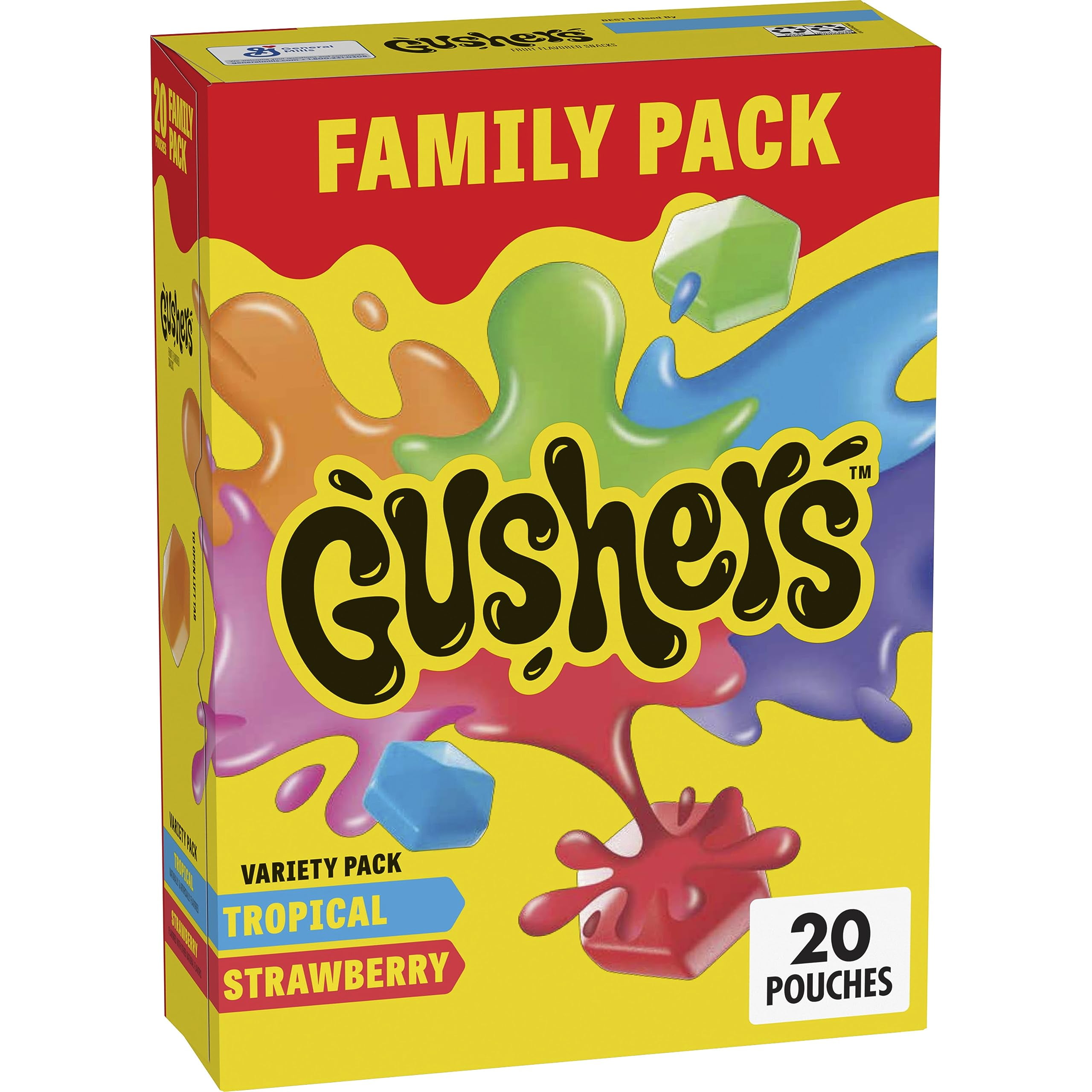 Gushers Fruit Flavored Snacks, AIF4Variety Pack, Strawberry and Tropical, 20 ct