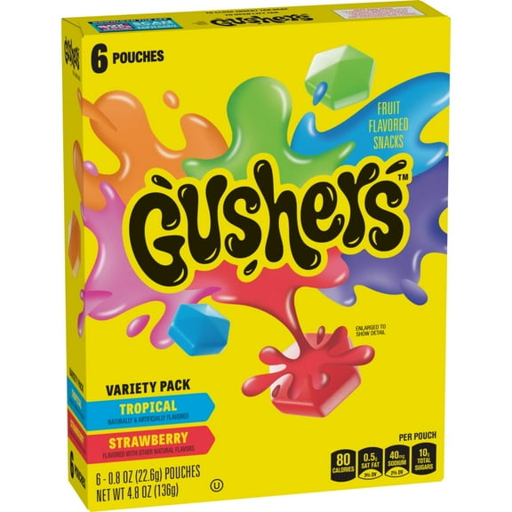 Gushers Fruit Flavored Snacks, Stranger Things, Tropical and Strawberry, 6 Count, 4.8 oz (Pack of 2)