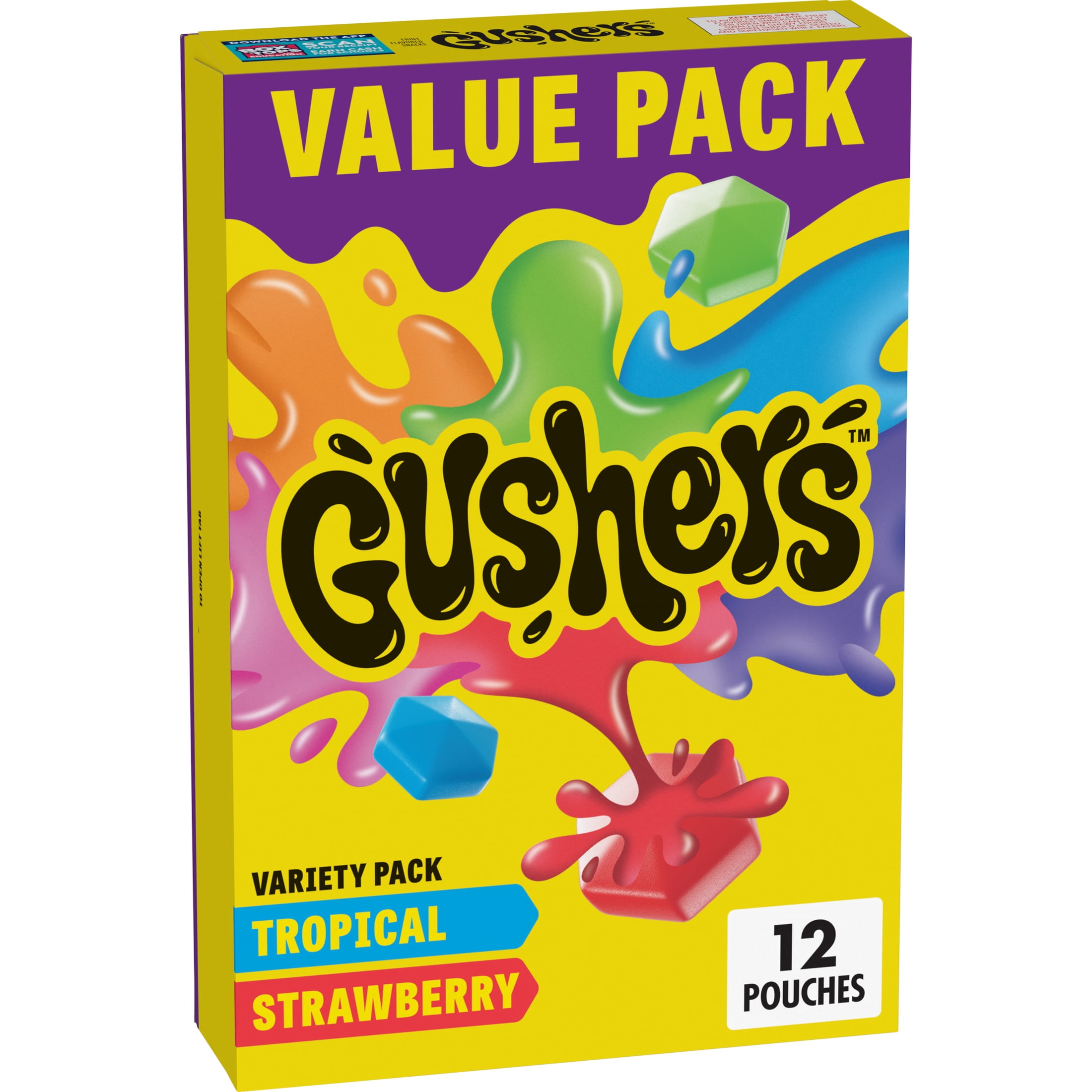 Bulk Value Pack: Gushers Fruit Flavored Snacks, Strawberry and Tropical  Flavors, 12 Individual Pouches