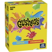Gushers Fruit Flavored Snacks, Strawberry and Tropical Flavors, 42 ct