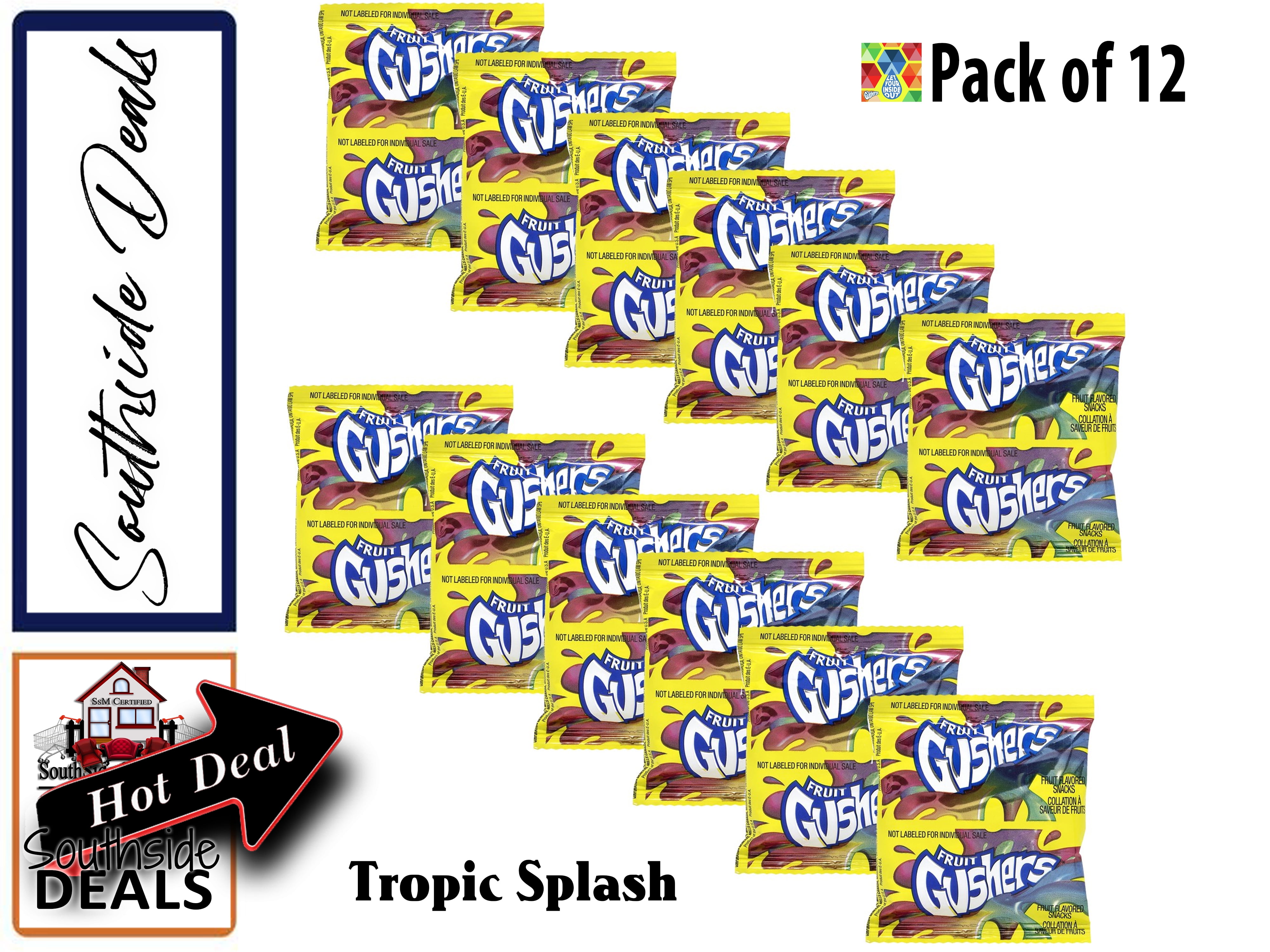 Gushers Fruit Flavored Snacks, Tropical Flavor , Gluten Free, 0.8 oz