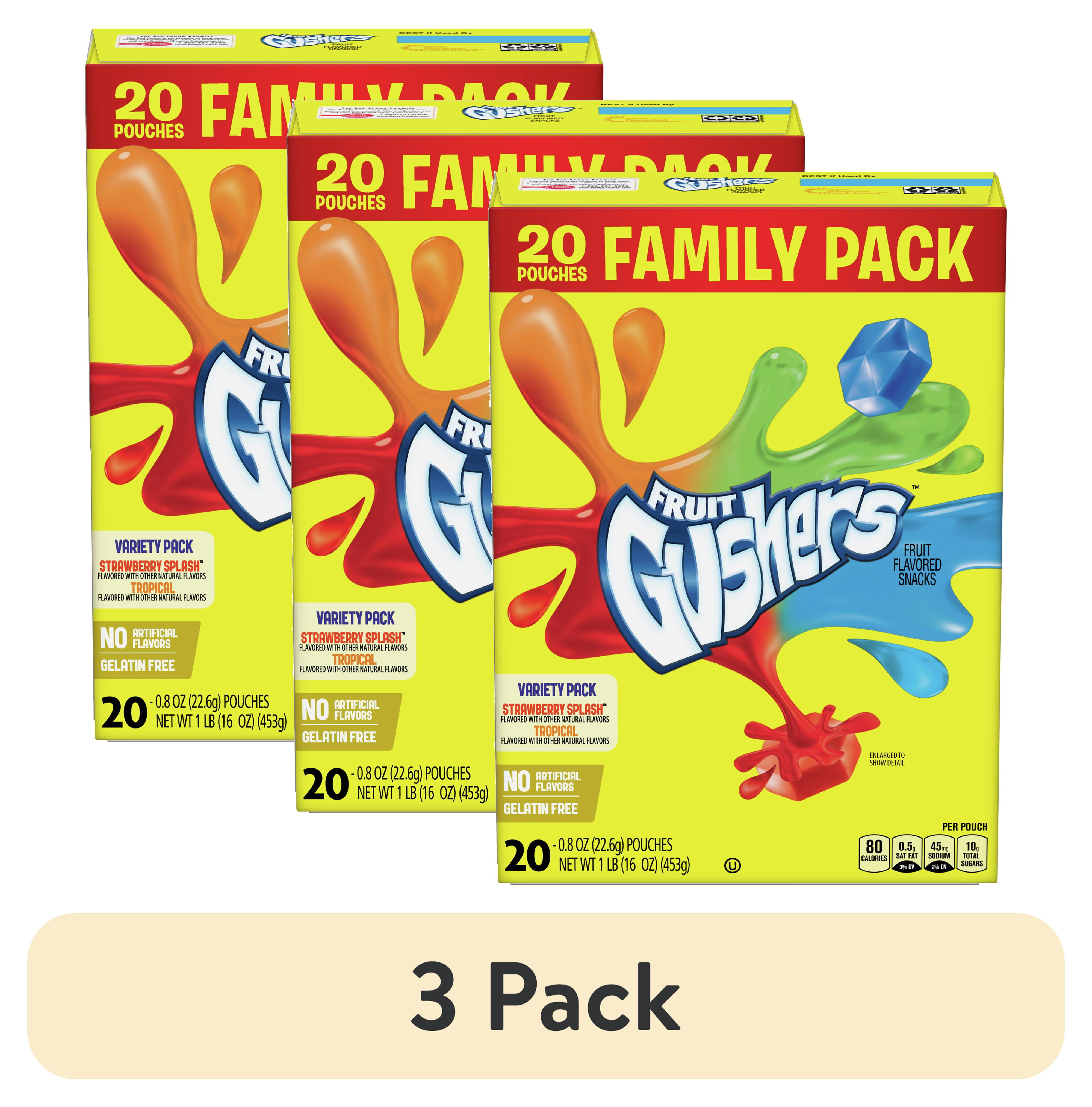 (3 pack) Gushers Fruit Flavored Snacks, Tropical and Strawberry Flavors
