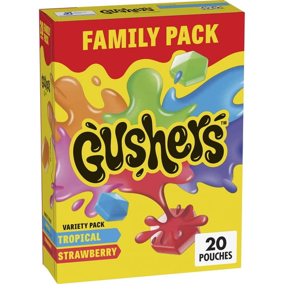 Gushers Fruit Flavored Snacks, BDF6&nbsp;Variety Pack, Strawberry and Tropical, 20 ct