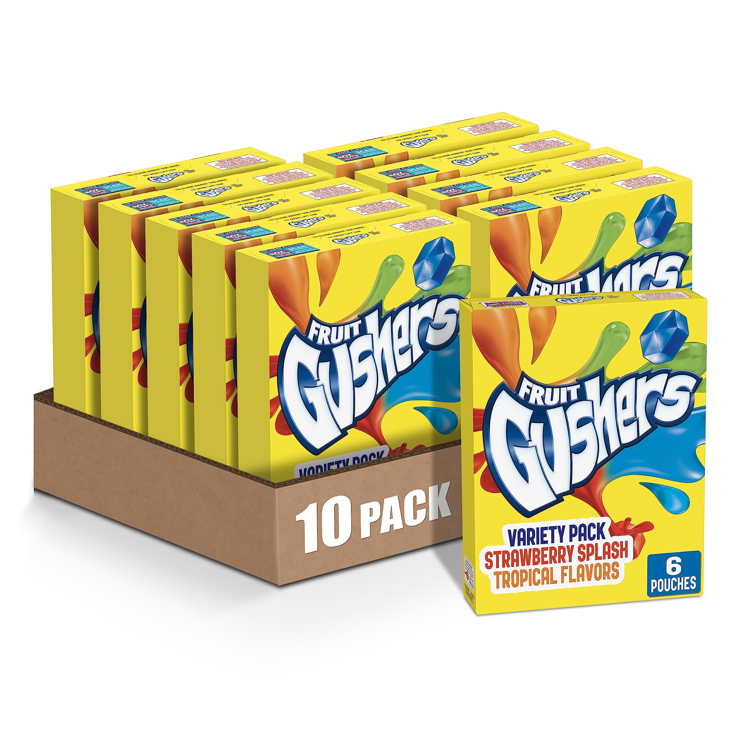 Gushers Fruit FlavoredITSCSnacks, Tropical, Gluten Free, 0.8 oz, 6 ct (Pack of 10)
