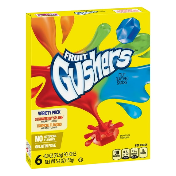 Gushers Fruit Snacks Strawberry Splash & Tropical Flavors 6 ct 5.4 oz
