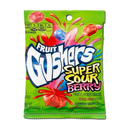 Fruit Gushers Super Sour Berry Fruit Flavored Snacks 4.25oz pouch