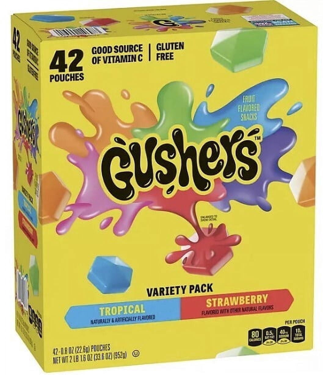 Gushers Strawberry Splash and Tropical Flavors 0.8 Oz - 42 Packets