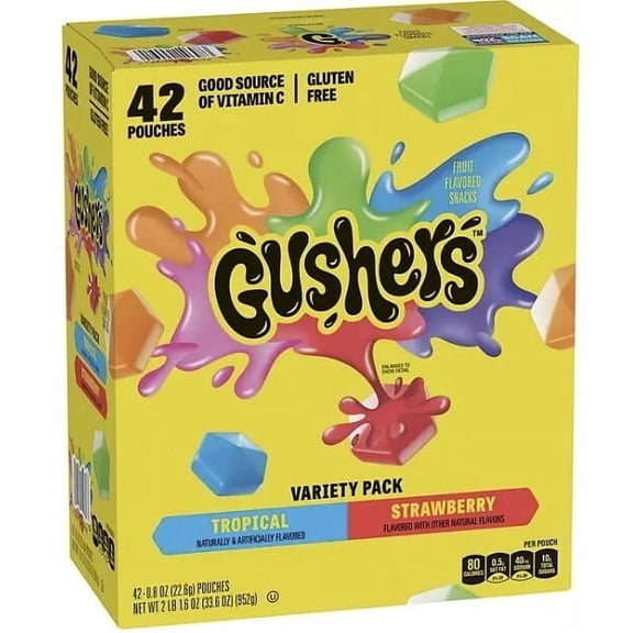 Gushers Strawberry Splash and Tropical Flavors 0.8 Oz - 42 Packets