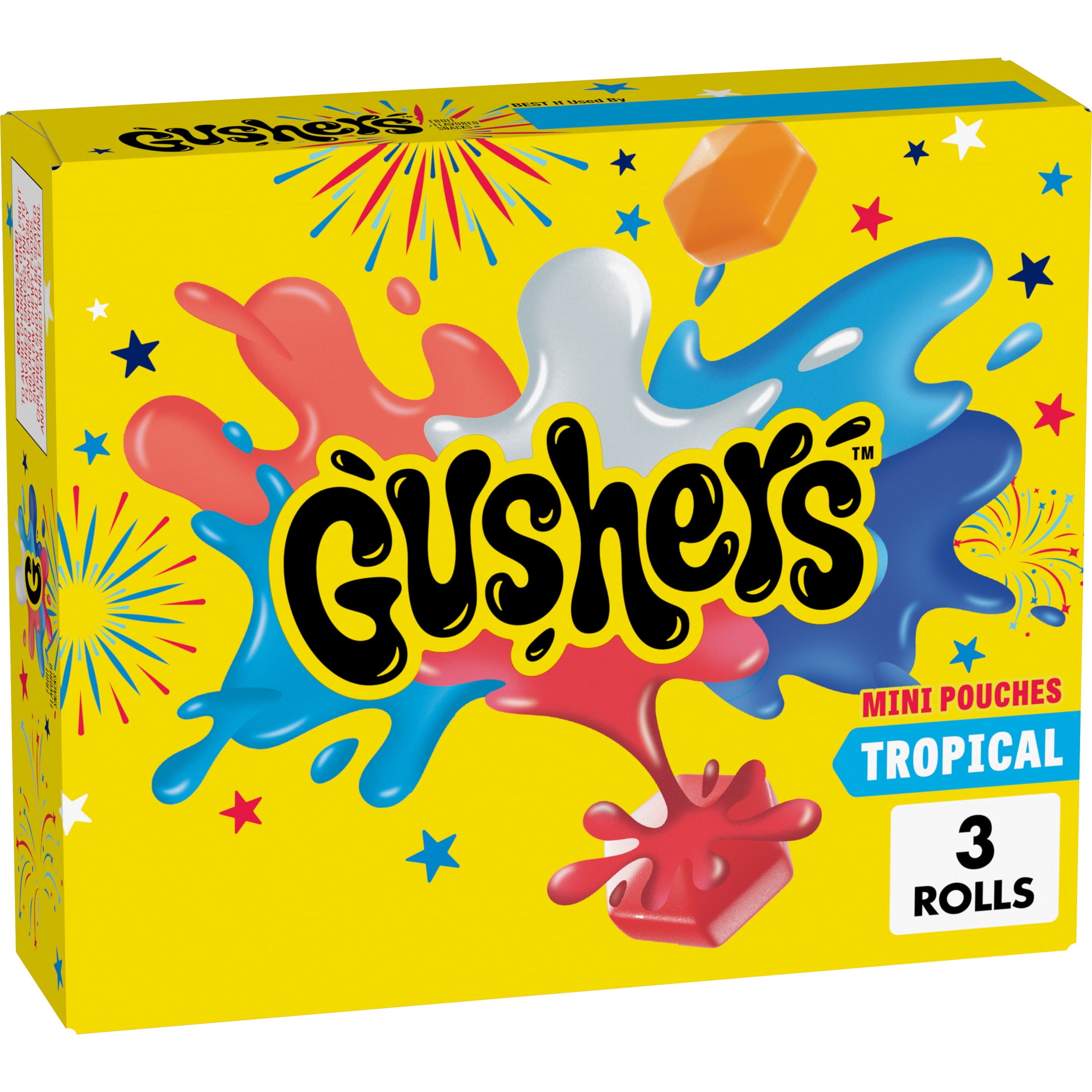 Gushers Tropical Fruit Flavored Snacks, Mini Pouches, 3 Count