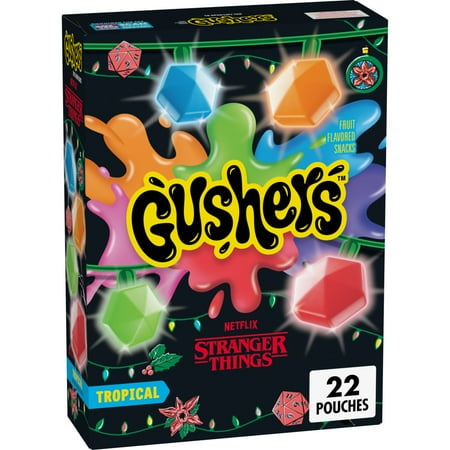 Gushers Tropical Fruit Flavored Snacks, Holiday Edition Box, 22 Mini Pouches, 9.68 oz