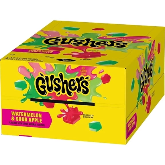 Gushers Fruit Flavored Snacks, Watermelon & Sour Apple, 8 Count, 4.25 oz Box
