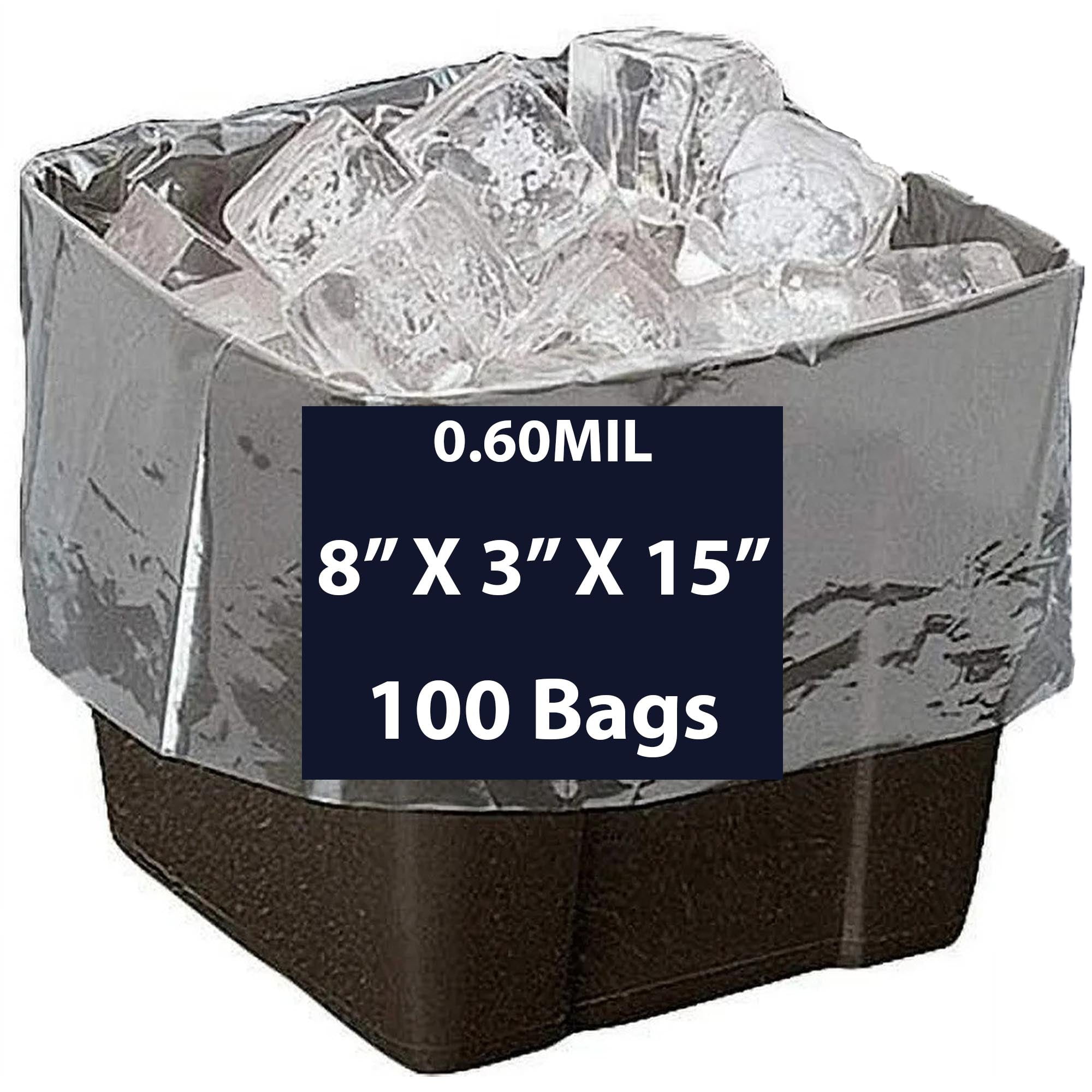 Gusset Bag/Ice Bucket Liner – 0.60Mil – 8” x 3” x 15” & (100 Bags ...