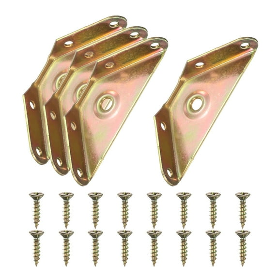 Gusset Joints, 4Pcs 59mm x 59mm Carbon Steel Corner Braces Bracket for Wood Shelf Bed Desk, Colorful