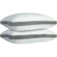 thumbnail image 1 of Gusseted Bed Pillows Set of 2 - Quilted Standard/Queen Grey Bedding Pillows Pack of 2, 1 of 5