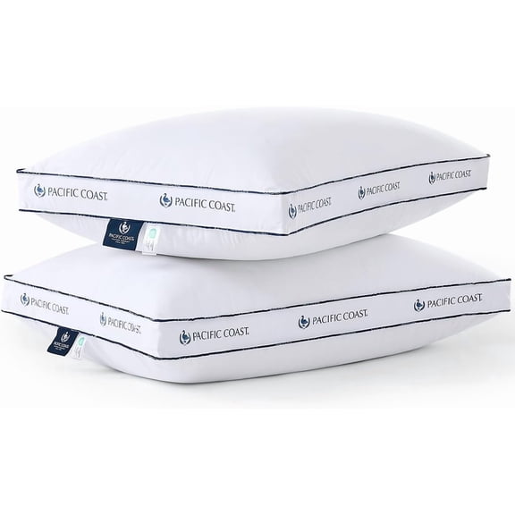 Gusseted Bed Pillows for Side Sleepers and Back Sleepers, Goose Feather and Down Firm Pillows with 100% Cotton Shell, King Size Set of 2, Supportive Gusseted Pillows for Sleeping