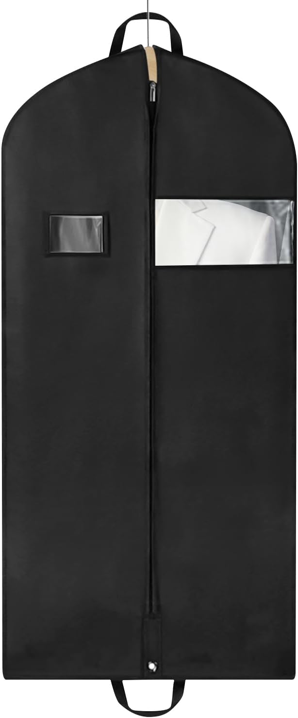 Gusseted Garment Bag (43") Clear Window Hanging Suit Bag for Closet Storage and Travel