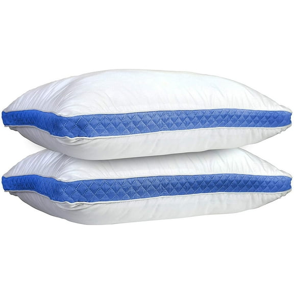 Gusseted Pillows for Bed - Blue Queen size Bed Pillows set of 2 for Side Sleepers and Back Sleepers