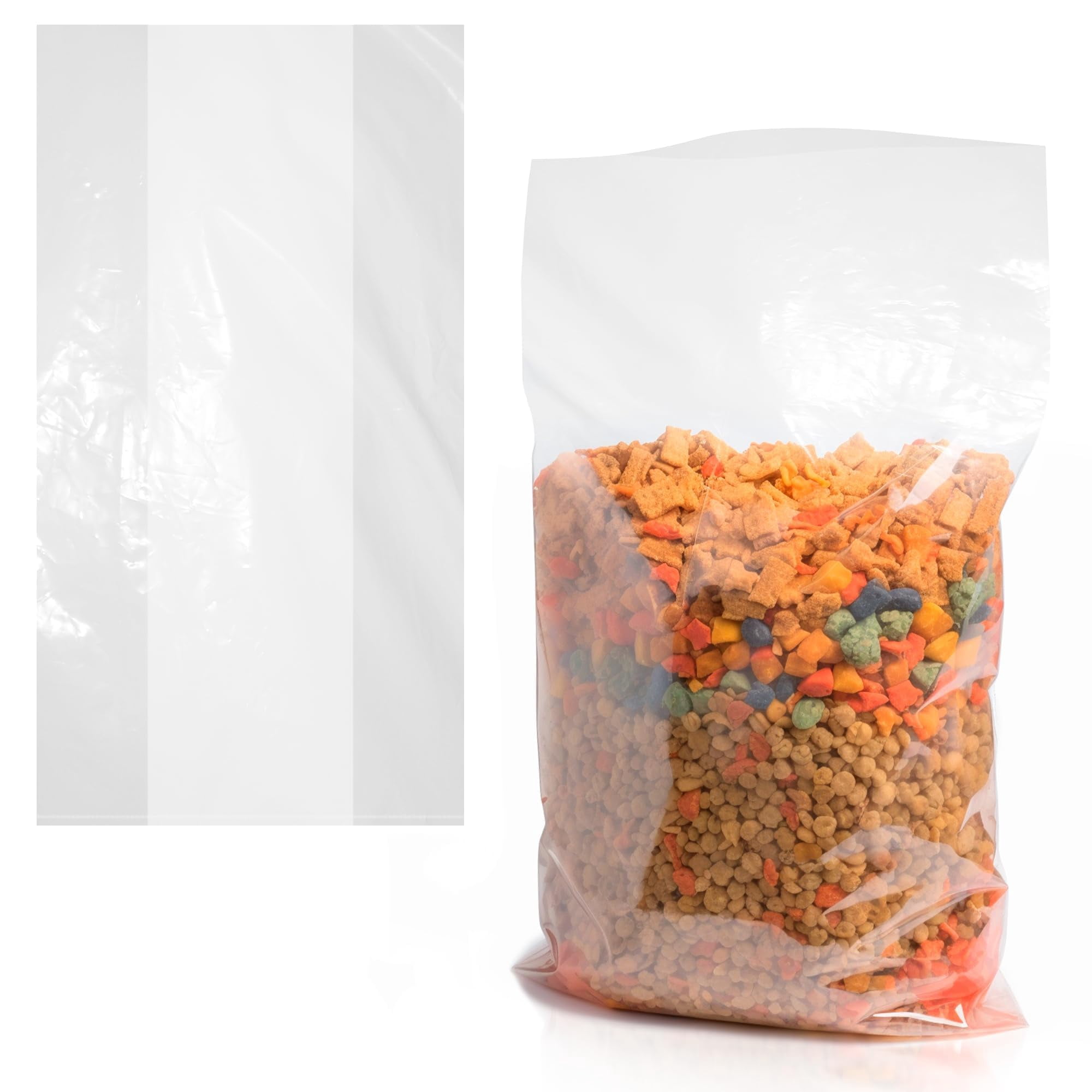 Clear Gusseted Plastic Food Bags, 2 Mil Thick Poly Produce Bags, 600 Count, 15 x 9 x 24 in