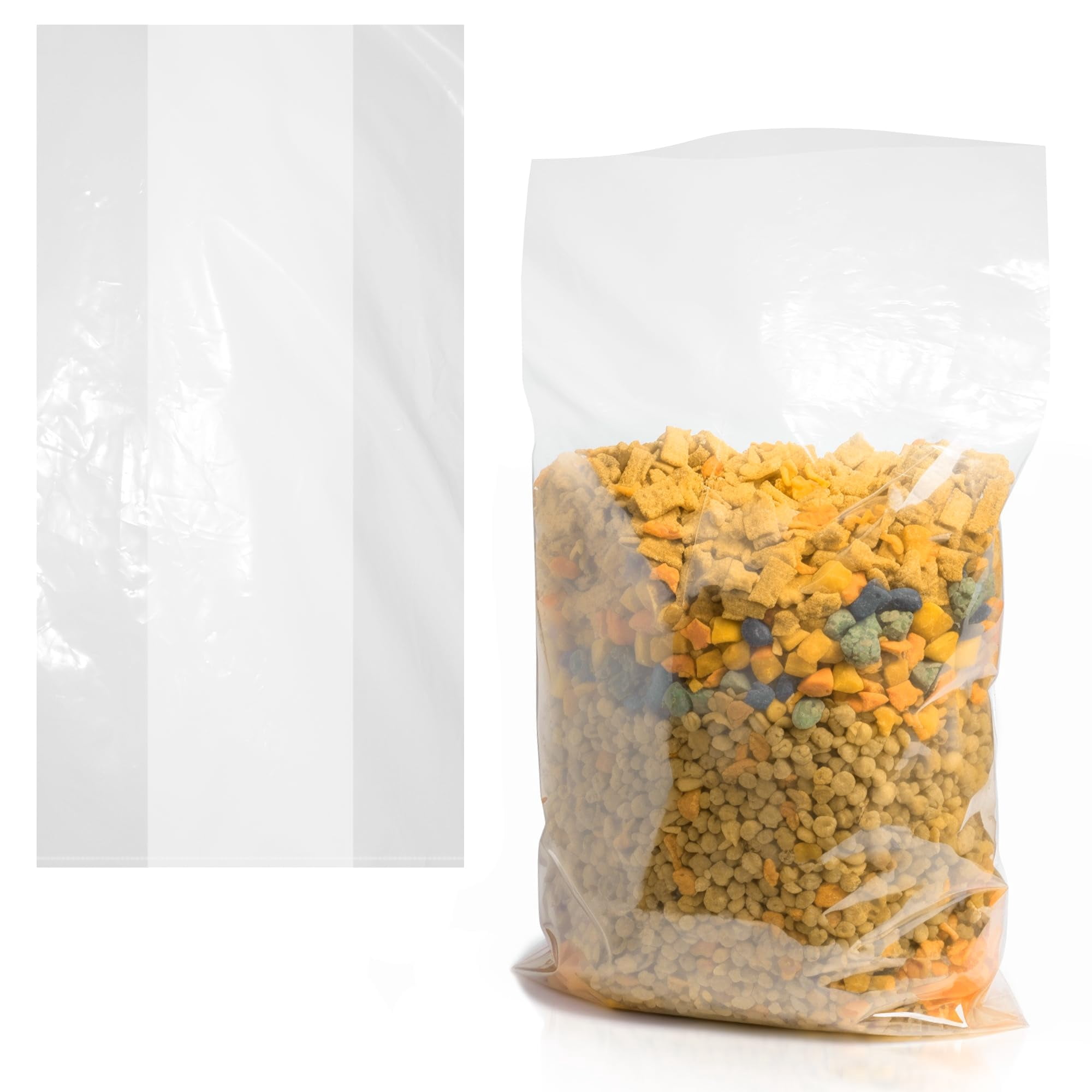 Clear Gusseted Plastic Food Bags, 2 Mil Thick Poly Produce, 350 Count, 16 x 14 x 36 in