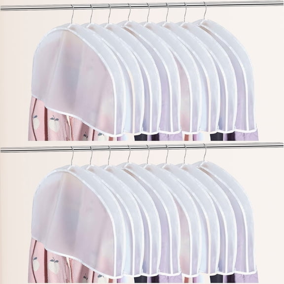 Gusseted Shoulder Covers for Hanging Clothes Plastic Garment Dust Covers Protectors for Closet Storage Suit, Coats, Jackets, Dress (Translucent)