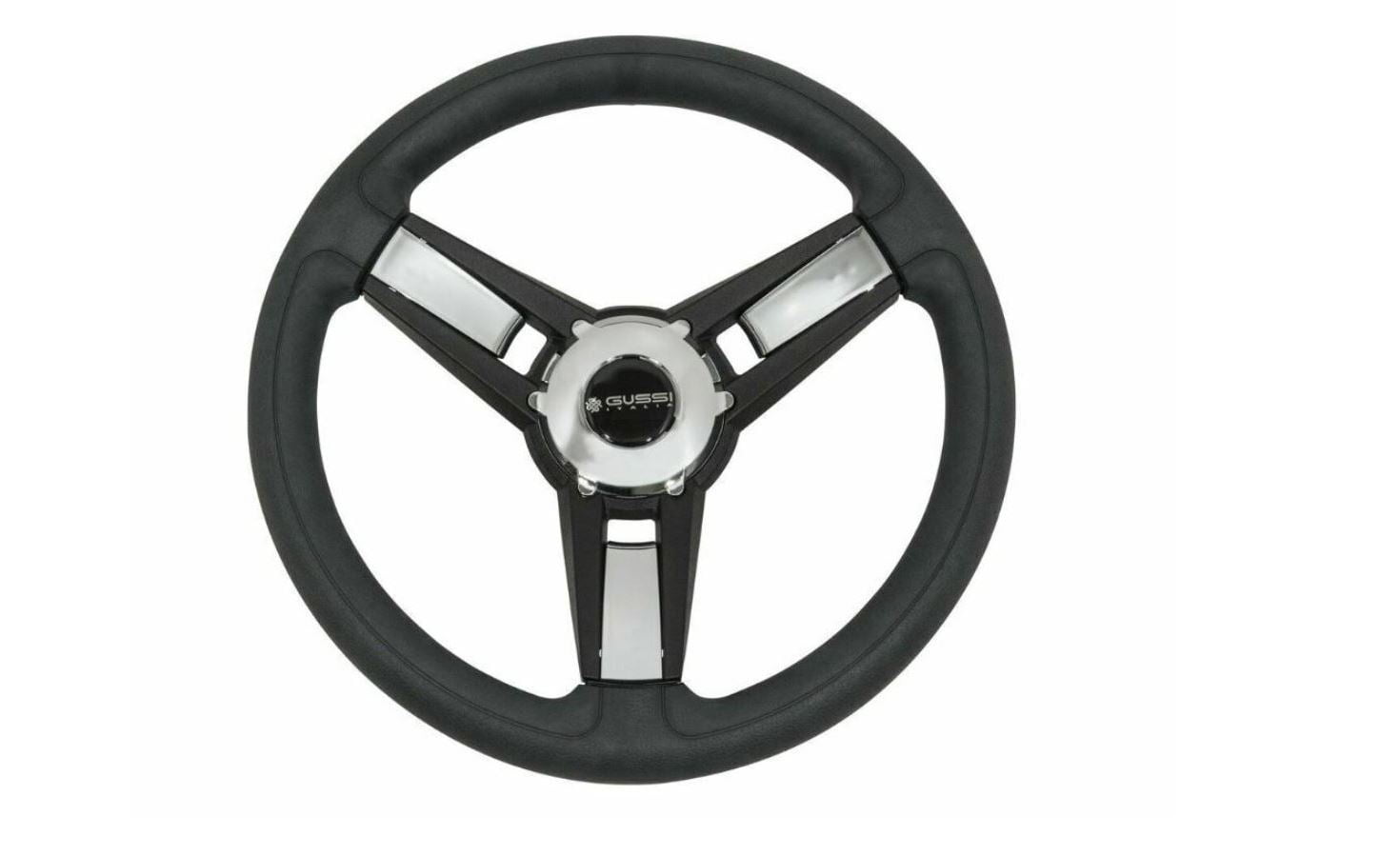 Gussi Model Black & Chrome Steering Wheel for Yamaha G16 Drive II Golf