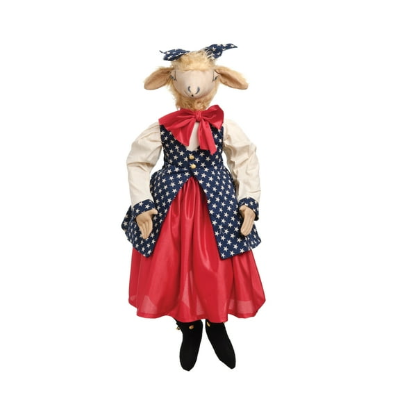 4.33" Patriotic Gussie the 4th of July Sheep w/ Stars & Stripes Dress Gathered Traditions Joe Spencer Decorative Figurine